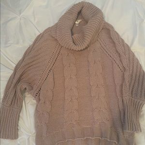 Oversized Beige Sweater with floppy turtleneck